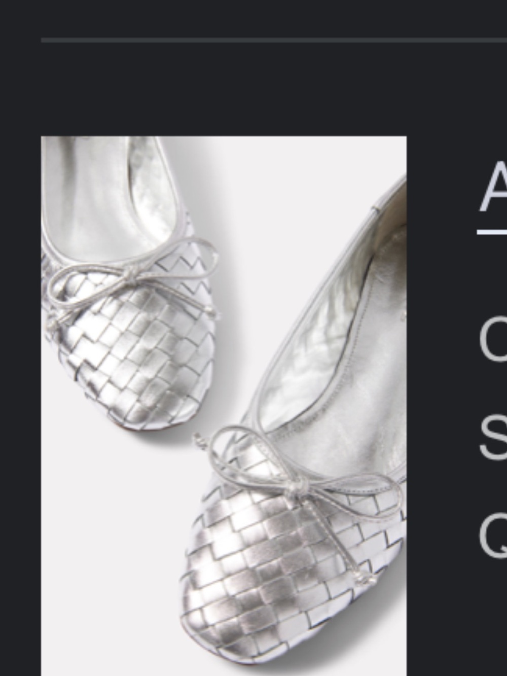 SCHUTZ Silver Woven Ballet Flats with Bow